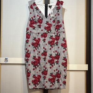 Torrid Red Floral Checkered Dress